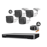 Kit TURBOHD 5 Megapixel / DVR 4 Canales / 4 Cámaras de 5 Megapixel con Micrófono Integrado / 4 Cables 18 Metros / Fuente de Poder Profesional