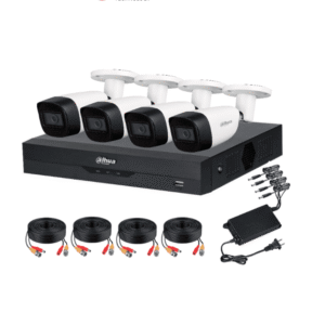 DAHUA KITXVR5104HS4KLI3+4HFW1500CMA- Kit de vigilancia de 4 canales 5 MP con audio y DVR WizSense con reconocimiento facial y H.265+. Soporta 4 canales + 4 IP o hasta 8 IP. Incluye 4 canales SMD Plus para búsqueda de humanos y vehículos #5MP