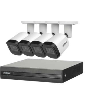DAHUA KITXVR1B04H-I4B2A51-U - Kit de 4 Cámaras metálicas 5 MP Lente de 2.8mm y un DVR Cooper-I WizSense, 4 Canales + 1 IP o Hasta 5 Canales IP. Soporta Con IA, H.265+, SMD Plus y Búsqueda de Humanos y Vehículos.