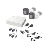 Kit HiLook Audio Bidireccional TurboHD 1080p / DVR 4 Canales / 2 Cámaras Bala (Exterior) con Bocina y Microfóno Integrado / 2 Fuentes de Poder / Accesorios