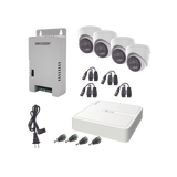 Kit HiLook Audio Bidireccional TurboHD 1080p / DVR 4 Canales / 4 Cámaras Eyeball (Exterior) con Bocina y Microfóno Integrado / 1 Fuente de Poder / Accesorios