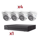 [Kit] DVR 4 Canales TurboHD + 1 Canal IP / 2 Megapixel (1080pLite) / AcuSense Lite / Audio por coaxitron / 1 Bahia de disco duro / 4 Cámaras Metalicas / 2 Megapixel tipo turret / ColorVu Lite + Microfono Integrado
