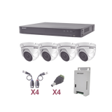 KIT TurboHD 1080p / DVR 4 Canales / 4 Cámaras Eyeball (exterior 2.8 mm) / Transceptores / Conectores / Fuente de Poder Profesional