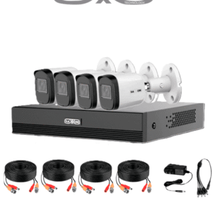 SAXXON SUA-KIT/XVR1E04-I/4-B20M-0280B-Kit de 4Canales HDCVI 1080P/4 Cámaras B20M de 2.8mm con Campo de Visión de Hasta 100°/Grabador Soporta Hasta 5 Canales IP yDetección de Movimiento Inteligente/Cámaras Fabricadas en Metal deAlta Duración#GSA #GSS